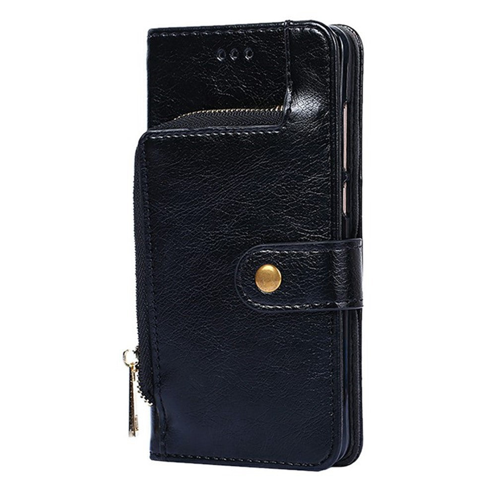 For Motorola Edge 70 5G Case Zipper Pocket PU Leather Wallet Flip Phone Cover - Black