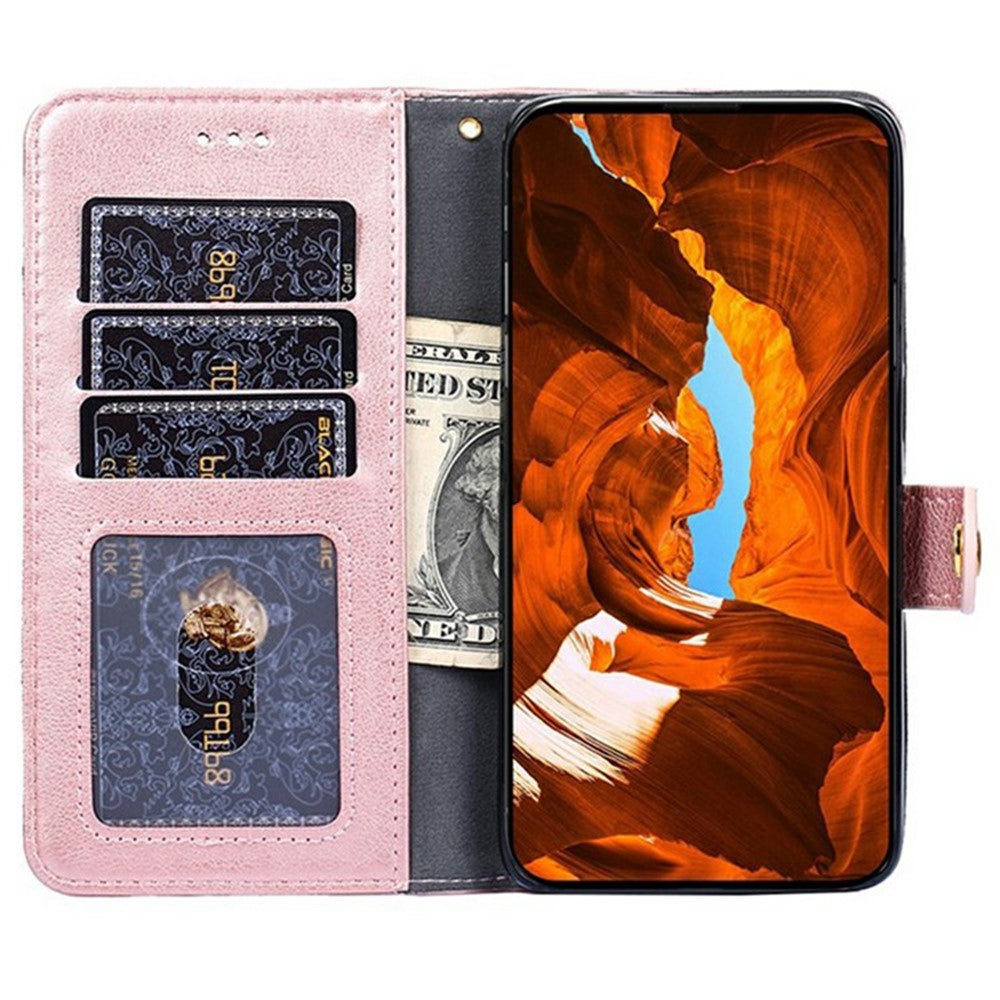 For Motorola Edge 70 5G Case Zipper Pocket PU Leather Wallet Flip Phone Cover - Rose Gold