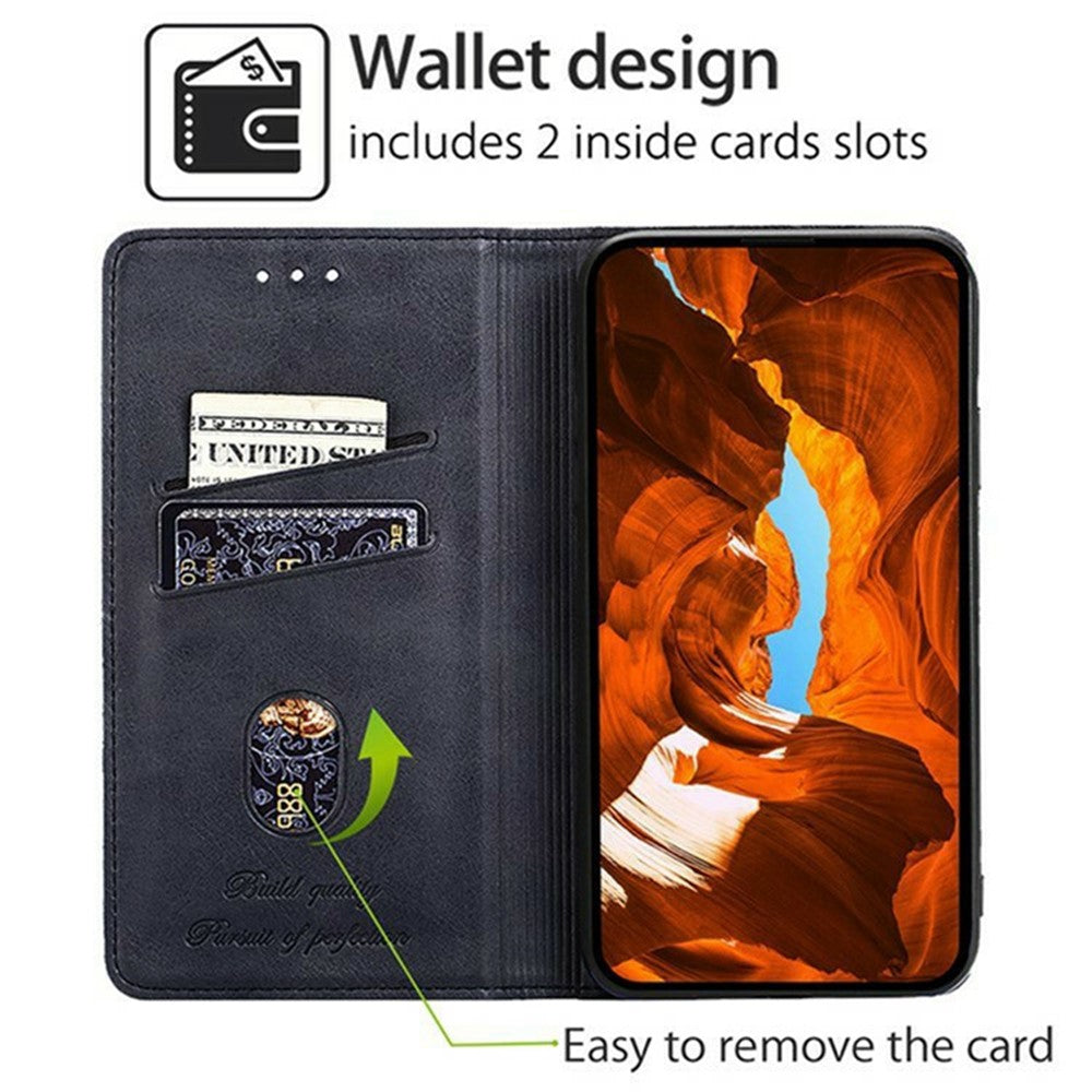 For Motorola Edge 70 5G Case Card Slots Cowhide Texture Phone Leather Cover - Black