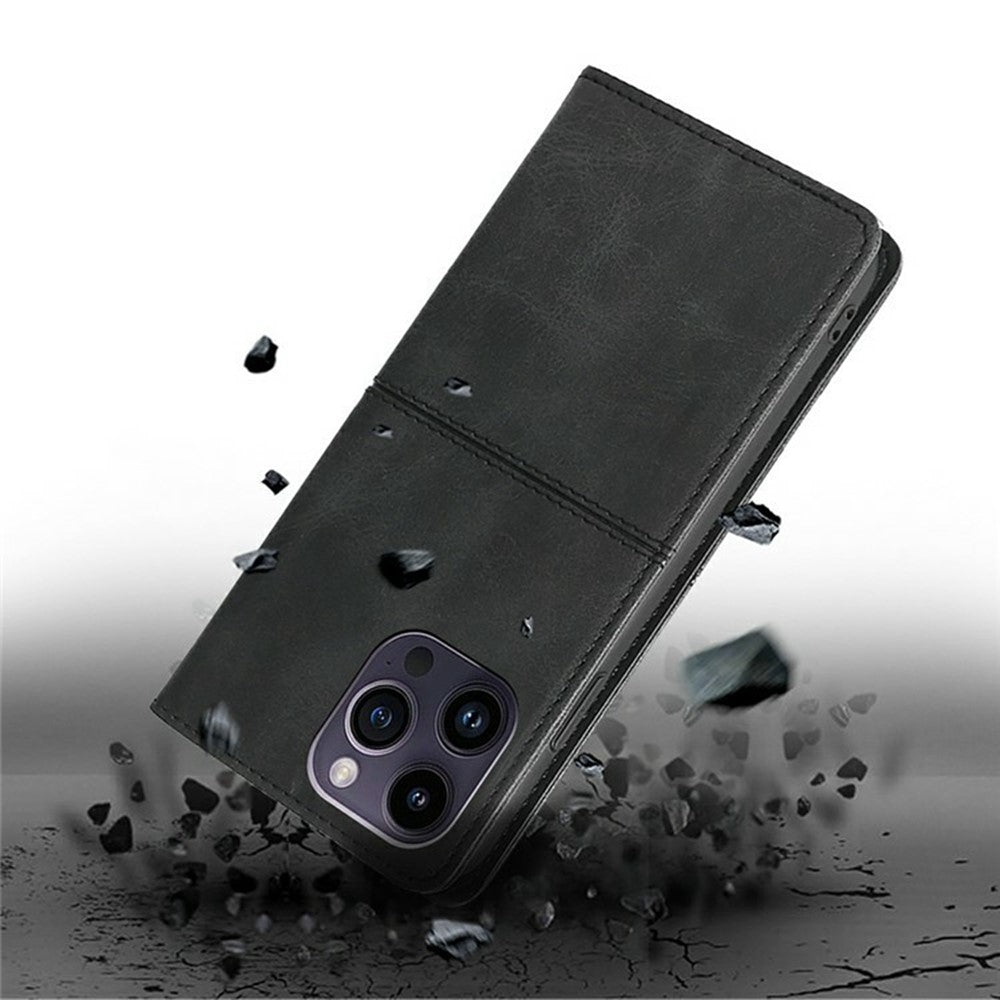 For Motorola Edge 70 5G Case Card Slots Cowhide Texture Phone Leather Cover - Black