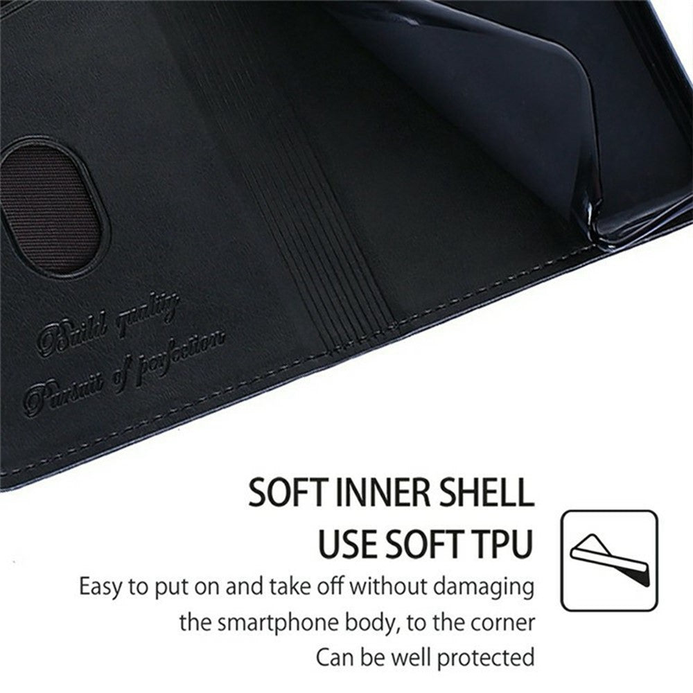 For Motorola Edge 70 5G Case Card Slots Cowhide Texture Phone Leather Cover - Black