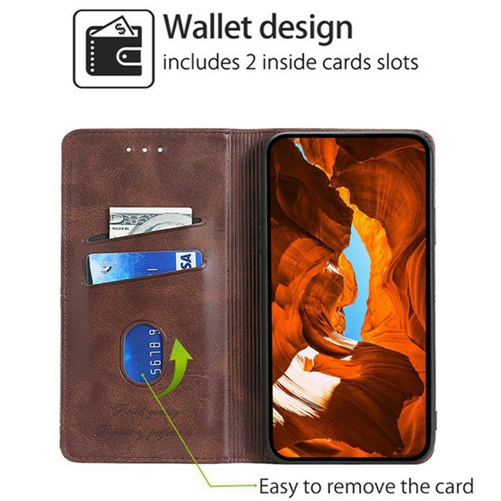 For Motorola Edge 70 5G Case Card Slots Cowhide Texture Phone Leather Cover - Dark Brown