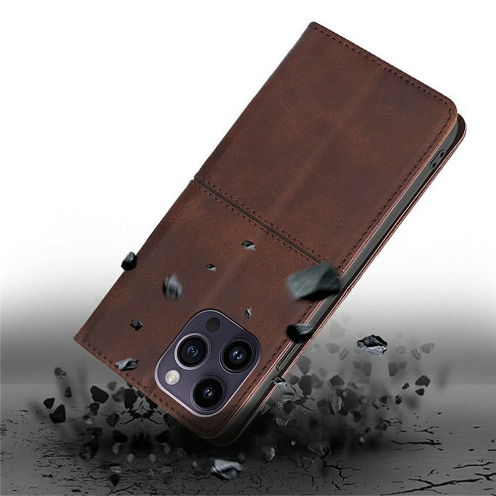 For Motorola Edge 70 5G Case Card Slots Cowhide Texture Phone Leather Cover - Dark Brown