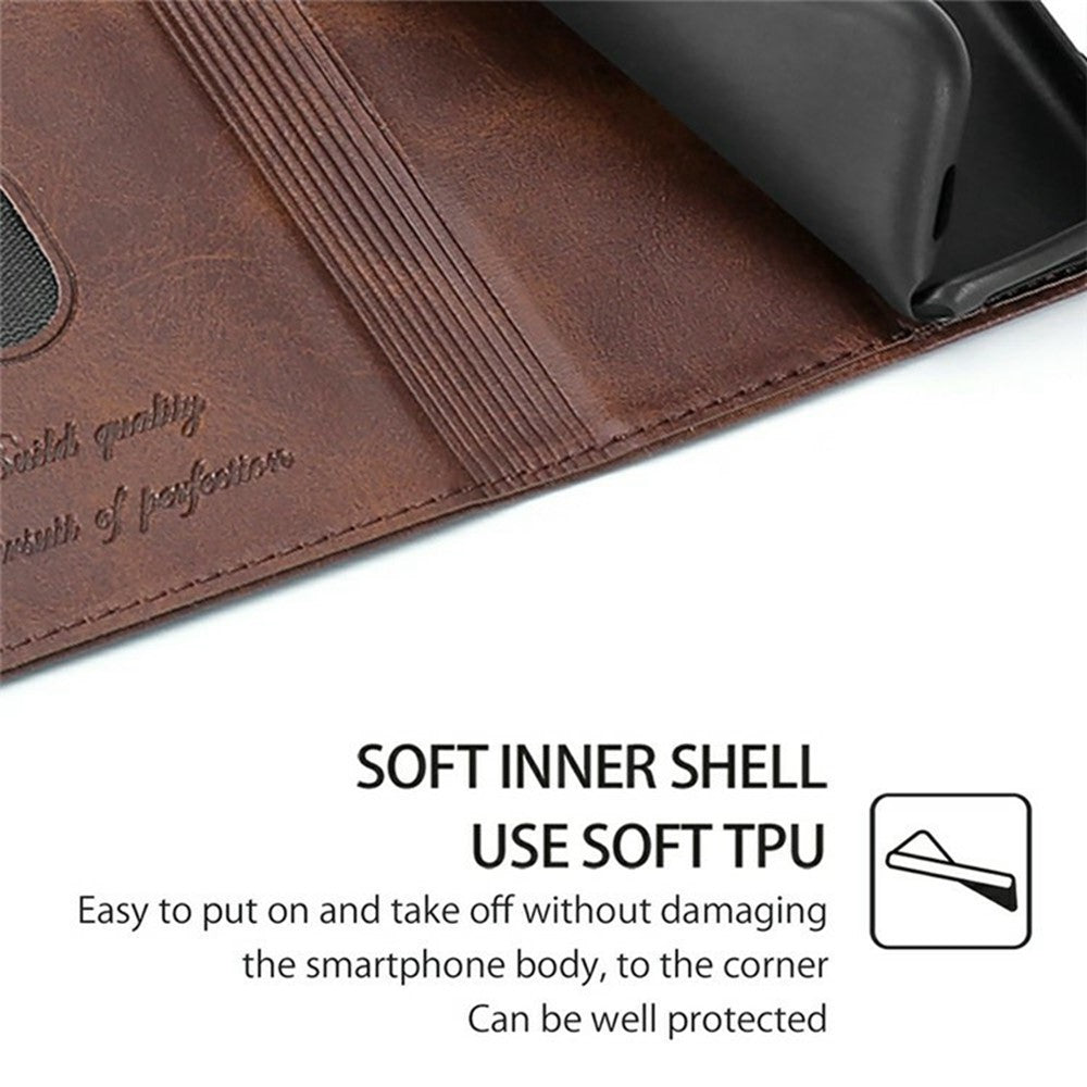 For Motorola Edge 70 5G Case Card Slots Cowhide Texture Phone Leather Cover - Dark Brown