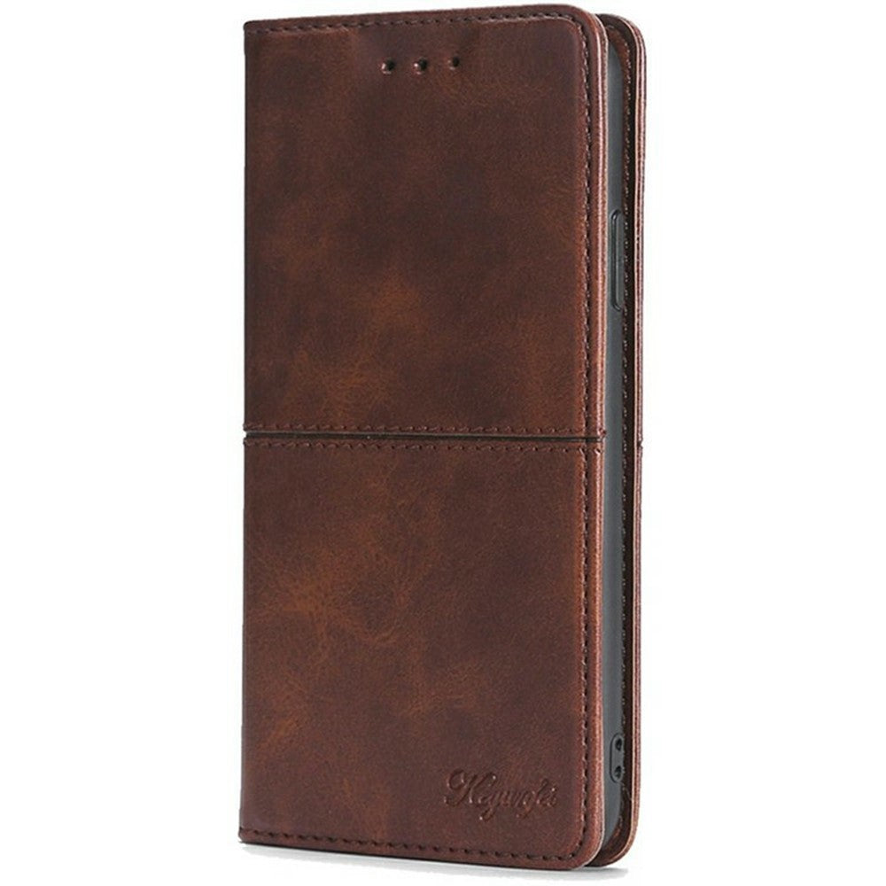 For Motorola Edge 70 5G Case Card Slots Cowhide Texture Phone Leather Cover - Dark Brown