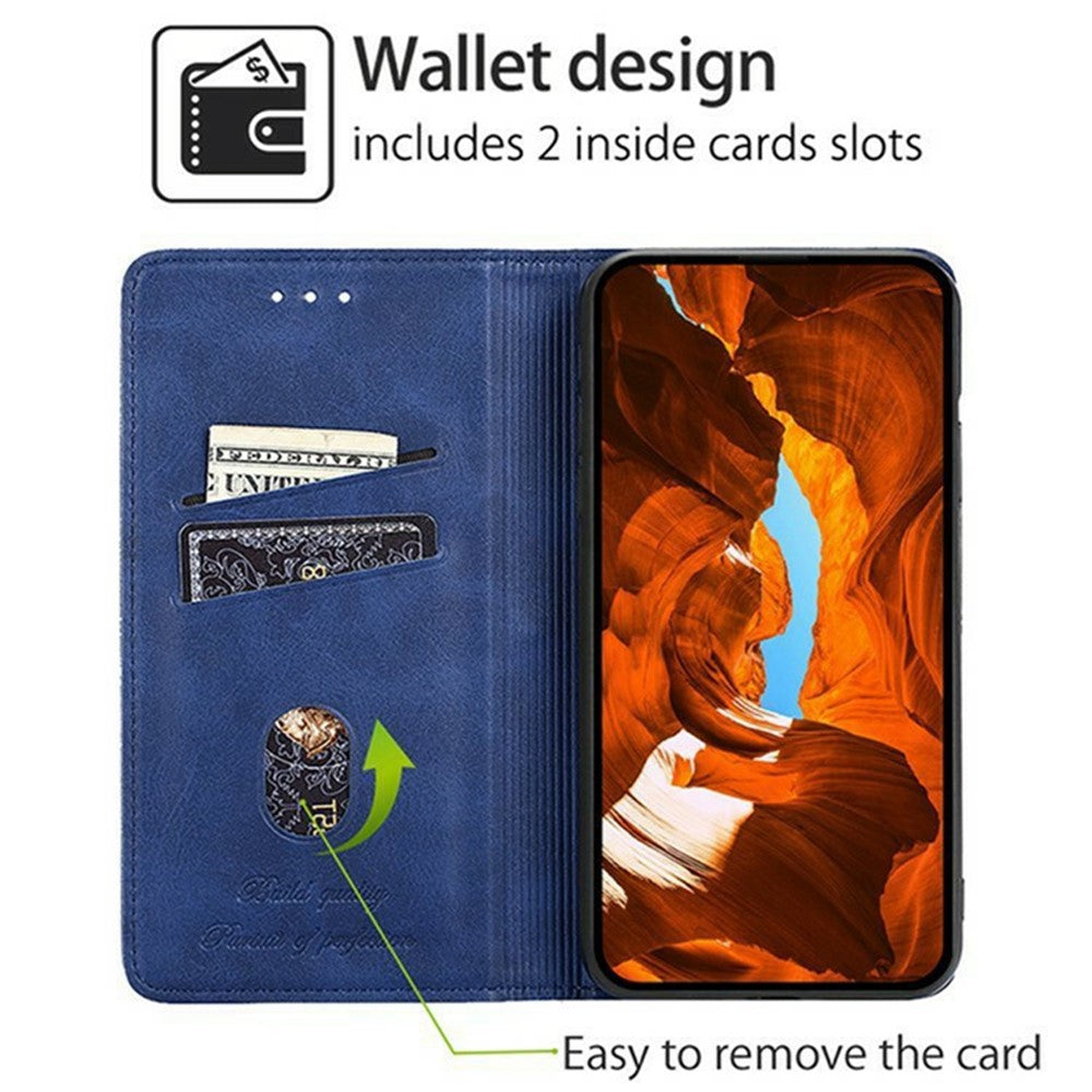 For Motorola Edge 70 5G Case Card Slots Cowhide Texture Phone Leather Cover - Blue