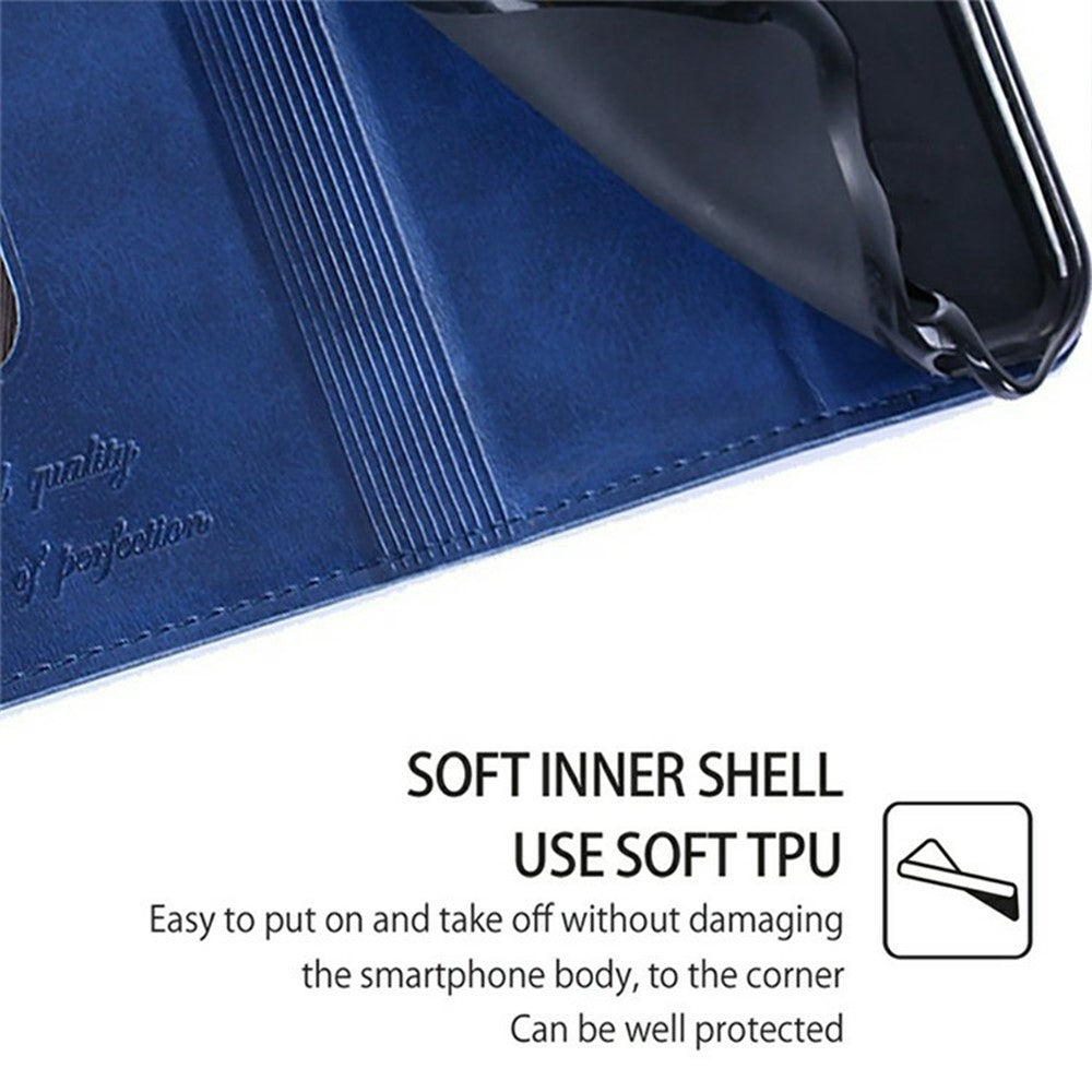 For Motorola Edge 70 5G Case Card Slots Cowhide Texture Phone Leather Cover - Blue