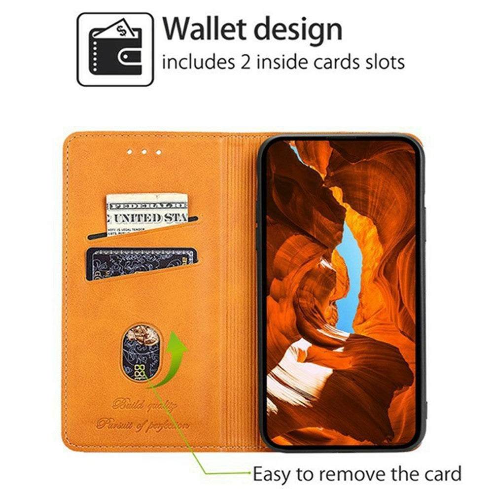 For Motorola Edge 70 5G Case Card Slots Cowhide Texture Phone Leather Cover - Light Brown