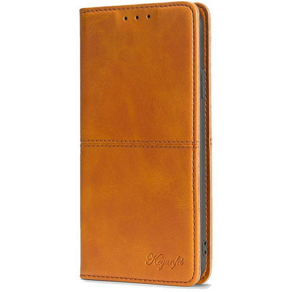 For Motorola Edge 70 5G Case Card Slots Cowhide Texture Phone Leather Cover - Light Brown