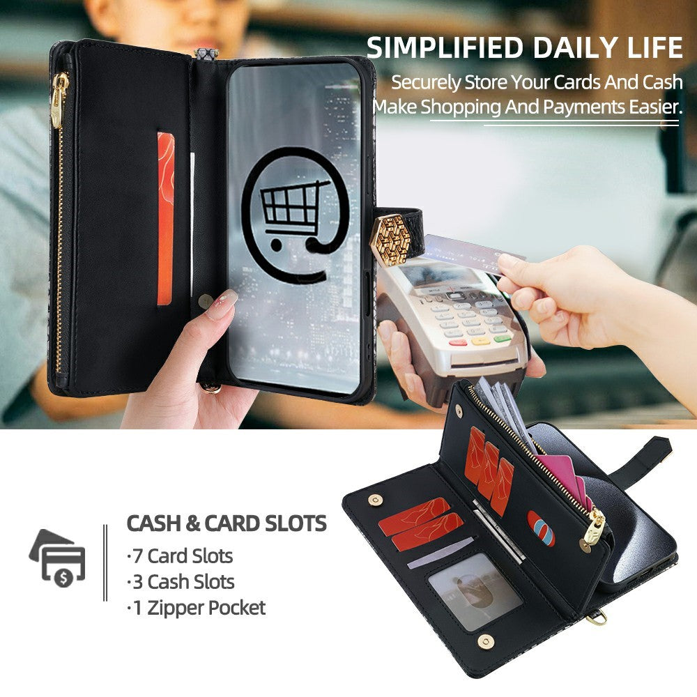 For Motorola Edge 70 5G Case Snake Skin Texture PU Leather Phone Wallet Cover with Shoulder Strap - Black