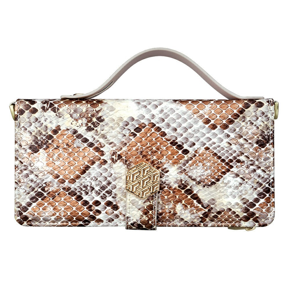 For Motorola Edge 70 5G Case Snake Skin Texture PU Leather Phone Wallet Cover with Shoulder Strap - White