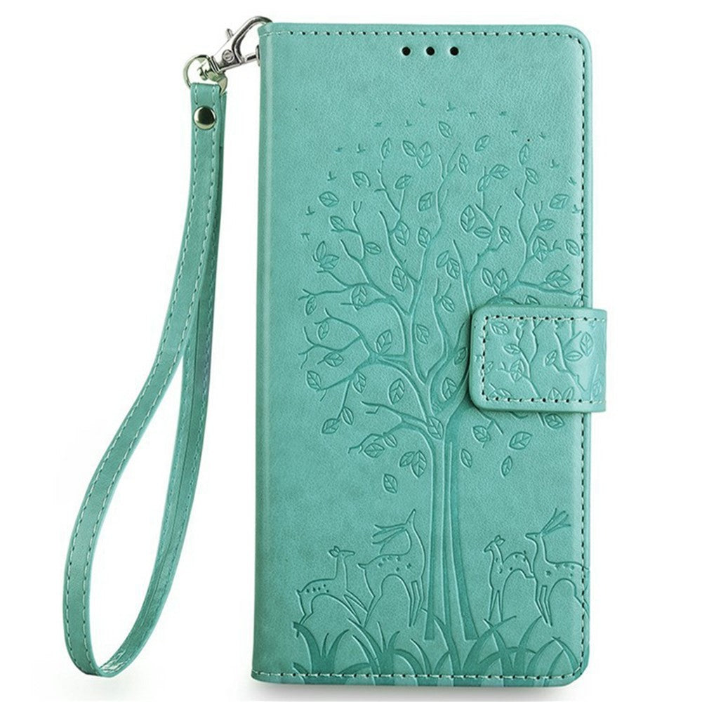 For Motorola Edge 70 5G Case PU Leather Wallet Phone Cover Tree Deer Imprinted - Green