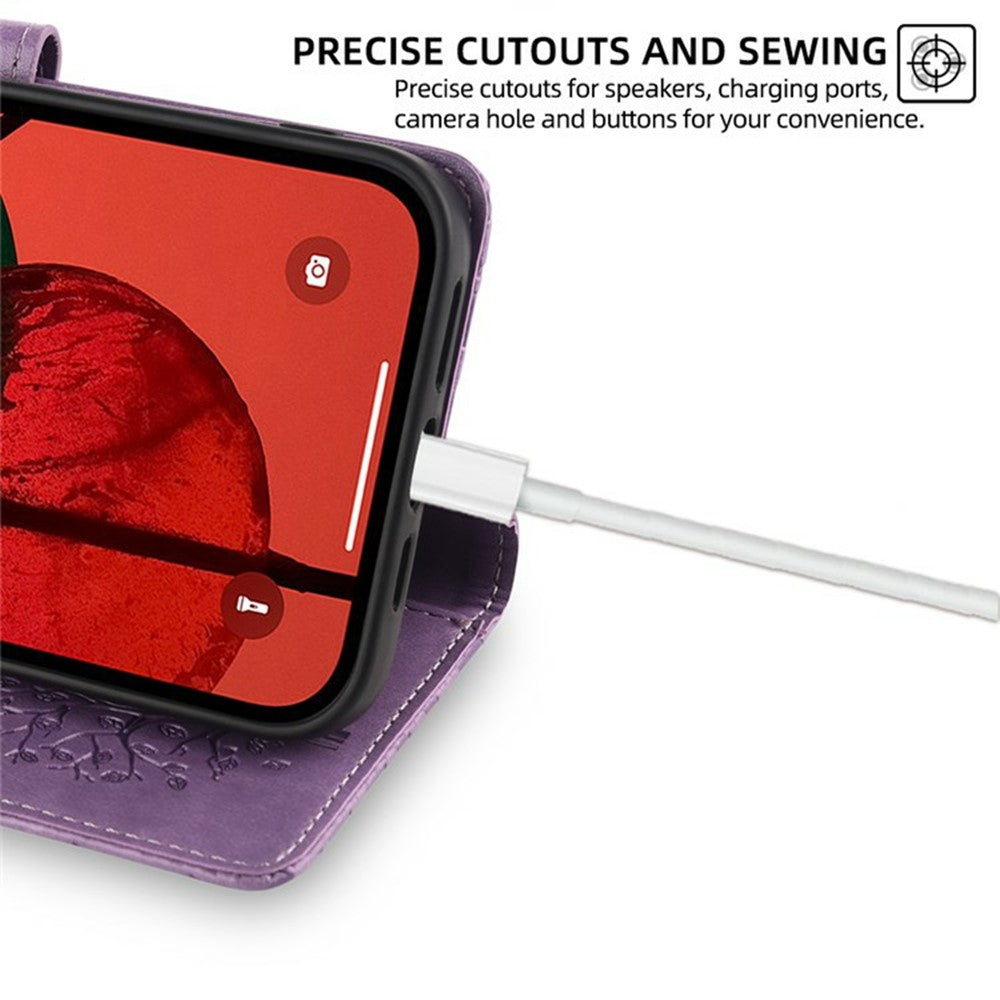 For Motorola Edge 70 5G Case PU Leather Wallet Phone Cover Tree Deer Imprinted - Purple