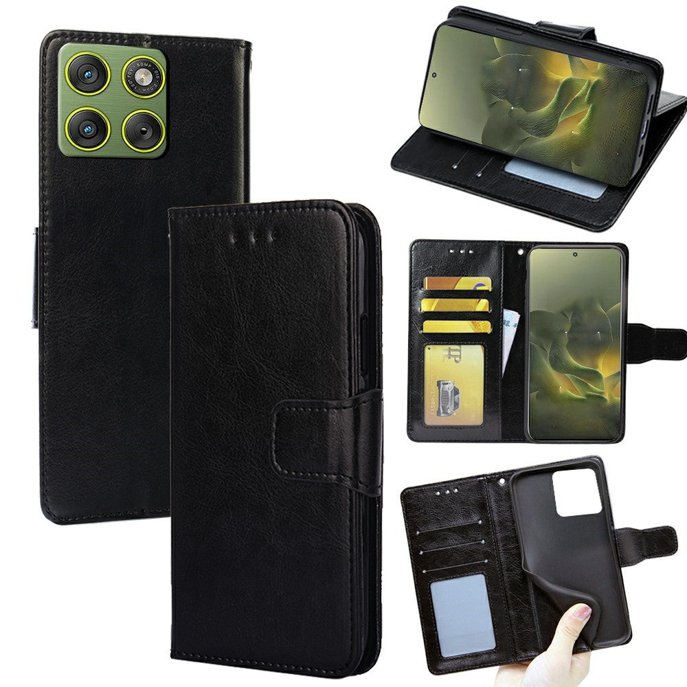 For Motorola Edge 70 5G Case Wallet PU Leather + TPU Folding Stand Phone Cover - Black