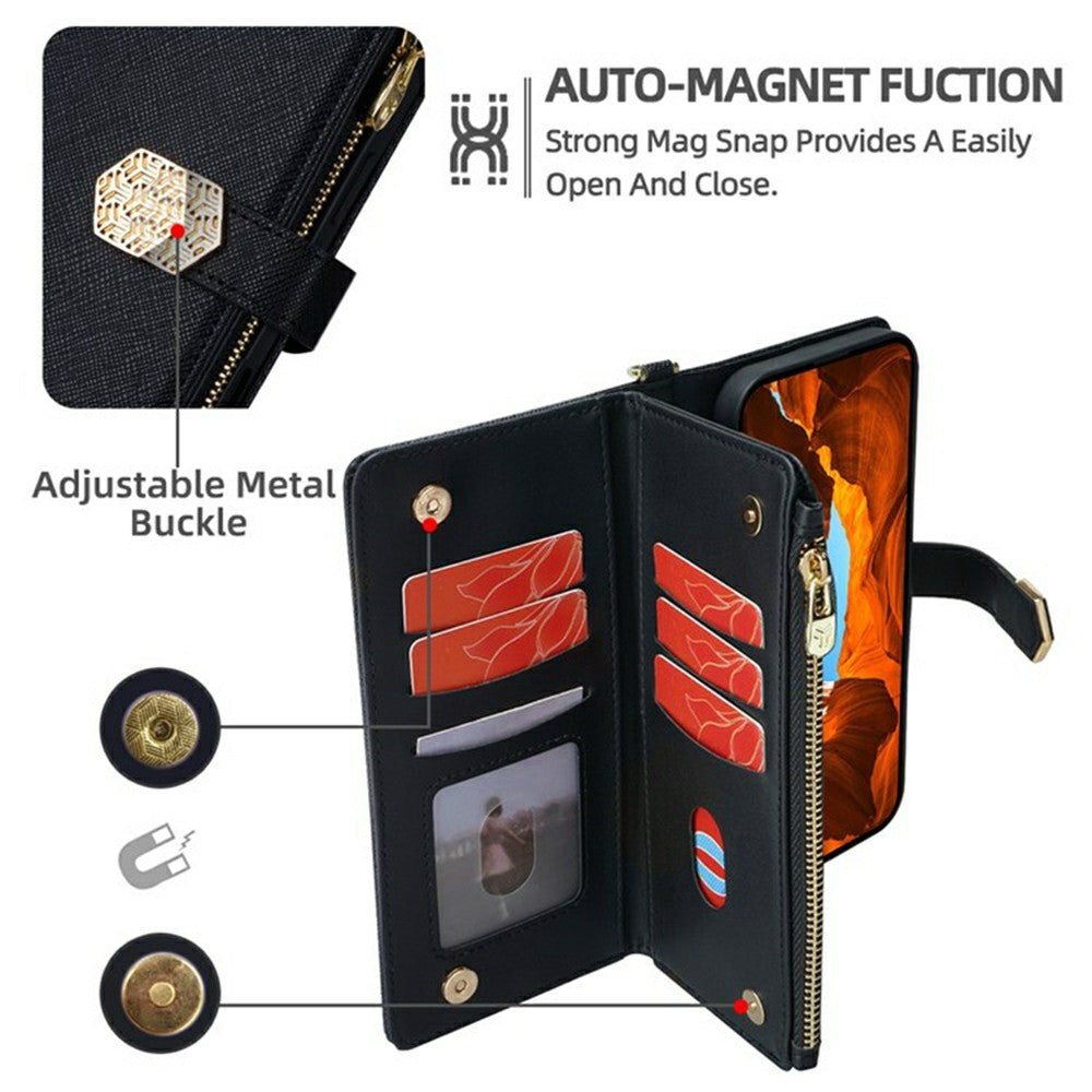 For Motorola Edge 70 5G Case Cross Texture PU Leather + TPU Wallet Phone Cover with Strap - Black