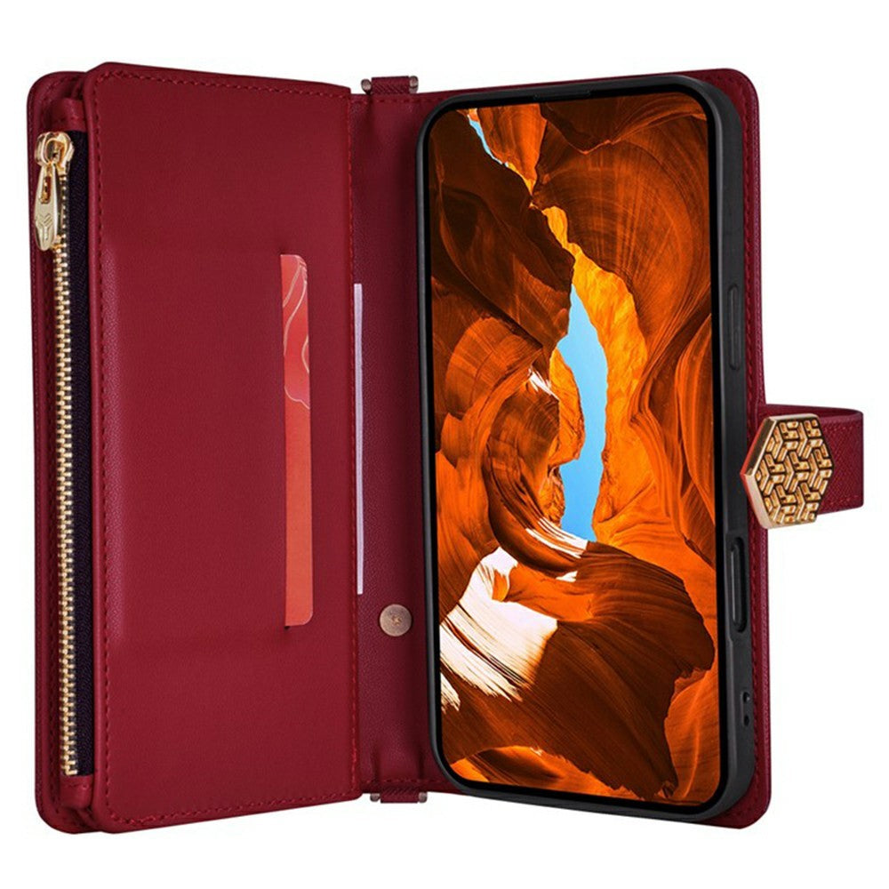 For Motorola Edge 70 5G Case Cross Texture PU Leather + TPU Wallet Phone Cover with Strap - Red