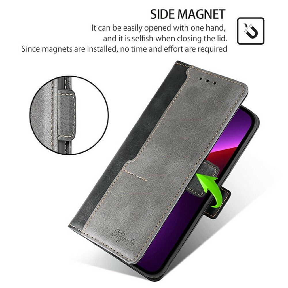 For Motorola Edge 70 5G Case Contrast Color Wallet Leather Phone Cover - Black + Grey