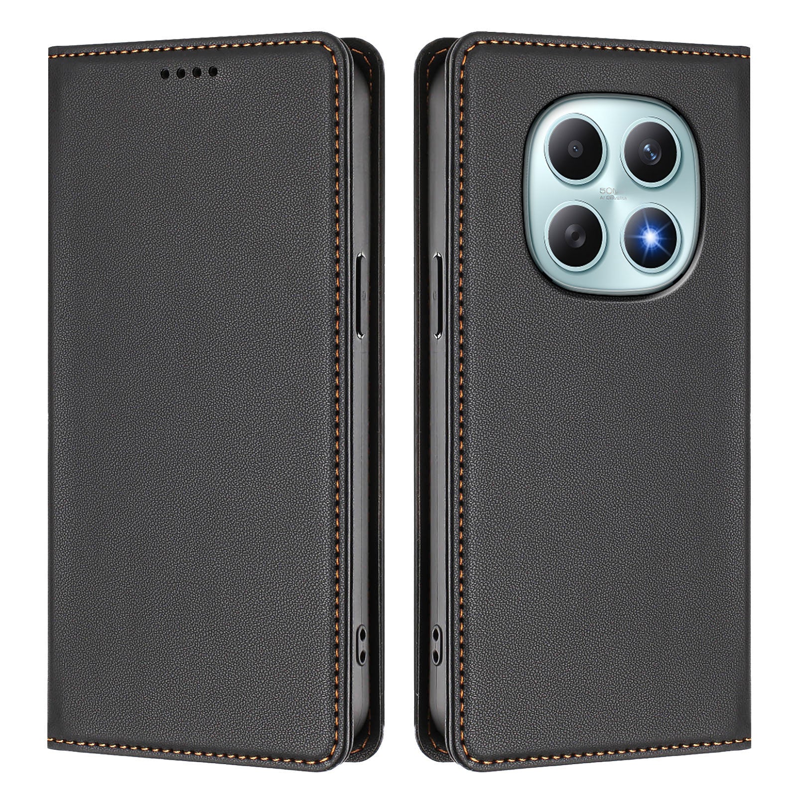 For Xiaomi Poco M8 5G / Redmi Note 15 5G (Global) / 15 4G (Global) Leather Wallet Case Magnetic Closure RFID Blocking Phone Cover - Black