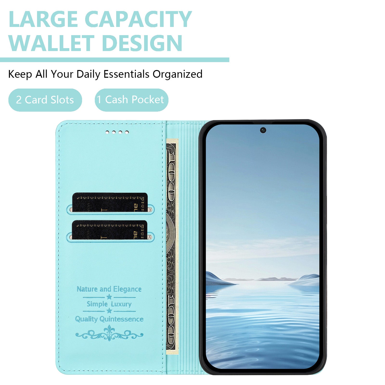 For Xiaomi Poco M8 5G / Redmi Note 15 5G (Global) / 15 4G (Global) Leather Wallet Case Magnetic Closure RFID Blocking Phone Cover - Mint Green