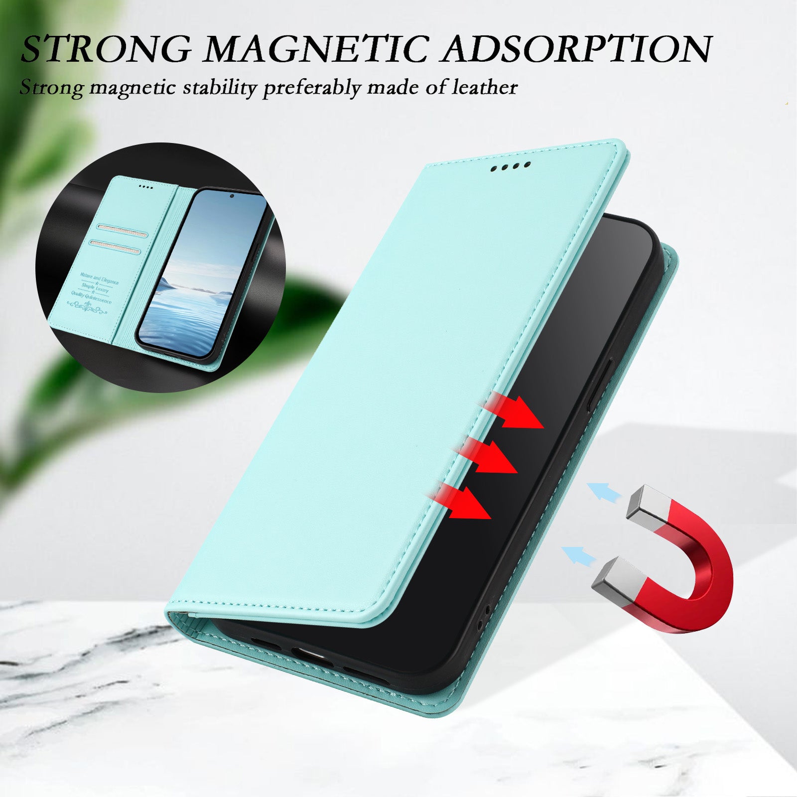 For Xiaomi Poco M8 5G / Redmi Note 15 5G (Global) / 15 4G (Global) Leather Wallet Case Magnetic Closure RFID Blocking Phone Cover - Mint Green