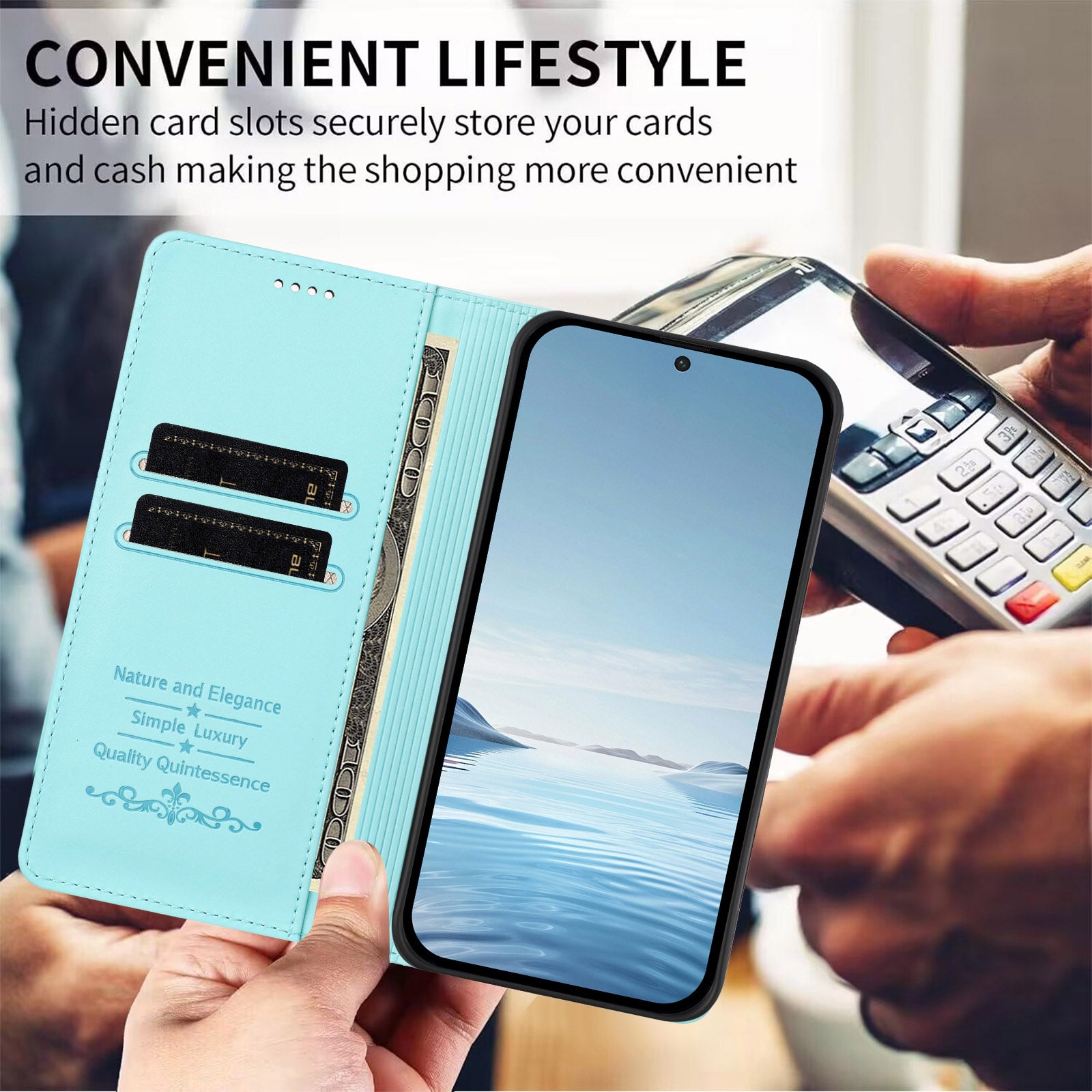 For Xiaomi Poco M8 5G / Redmi Note 15 5G (Global) / 15 4G (Global) Leather Wallet Case Magnetic Closure RFID Blocking Phone Cover - Mint Green
