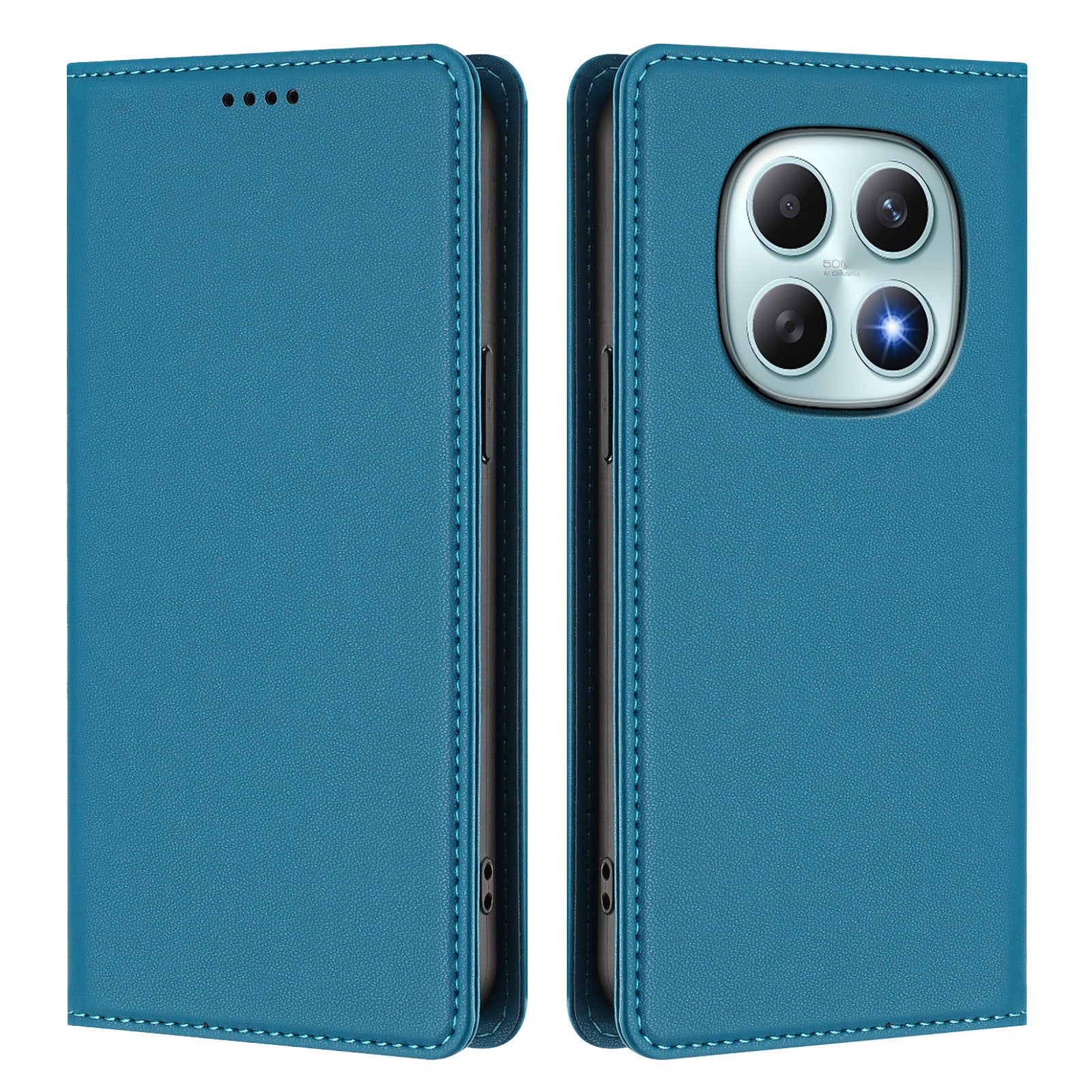 For Xiaomi Poco M8 5G / Redmi Note 15 5G (Global) / 15 4G (Global) Leather Wallet Case Magnetic Closure RFID Blocking Phone Cover - Lake Blue