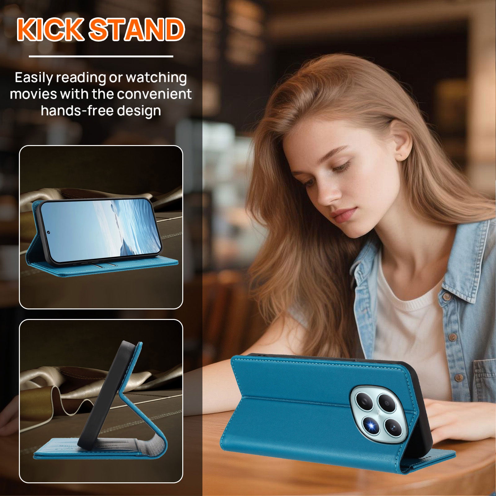 For Xiaomi Poco M8 5G / Redmi Note 15 5G (Global) / 15 4G (Global) Leather Wallet Case Magnetic Closure RFID Blocking Phone Cover - Lake Blue