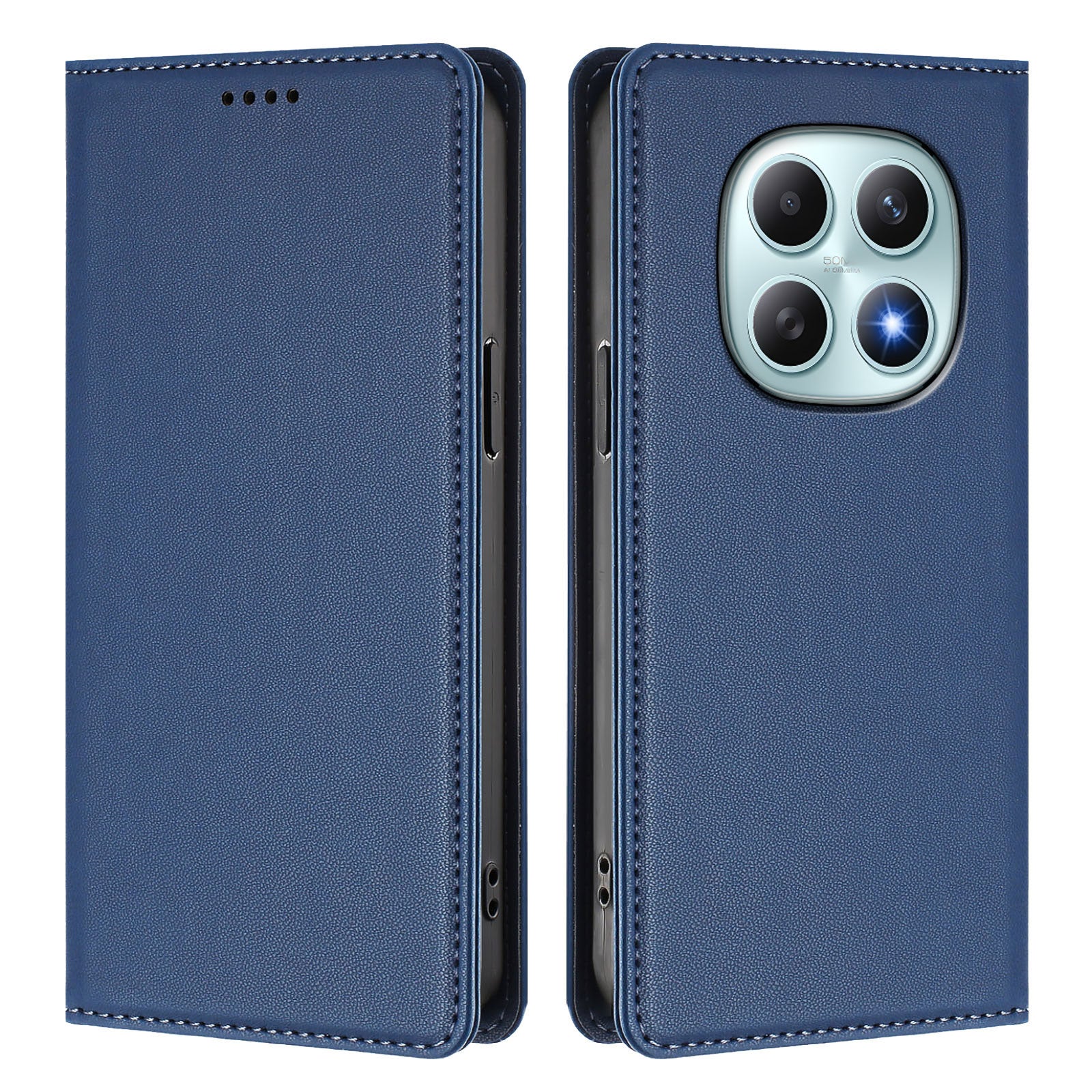 For Xiaomi Poco M8 5G / Redmi Note 15 5G (Global) / 15 4G (Global) Leather Wallet Case Magnetic Closure RFID Blocking Phone Cover - Dark Blue