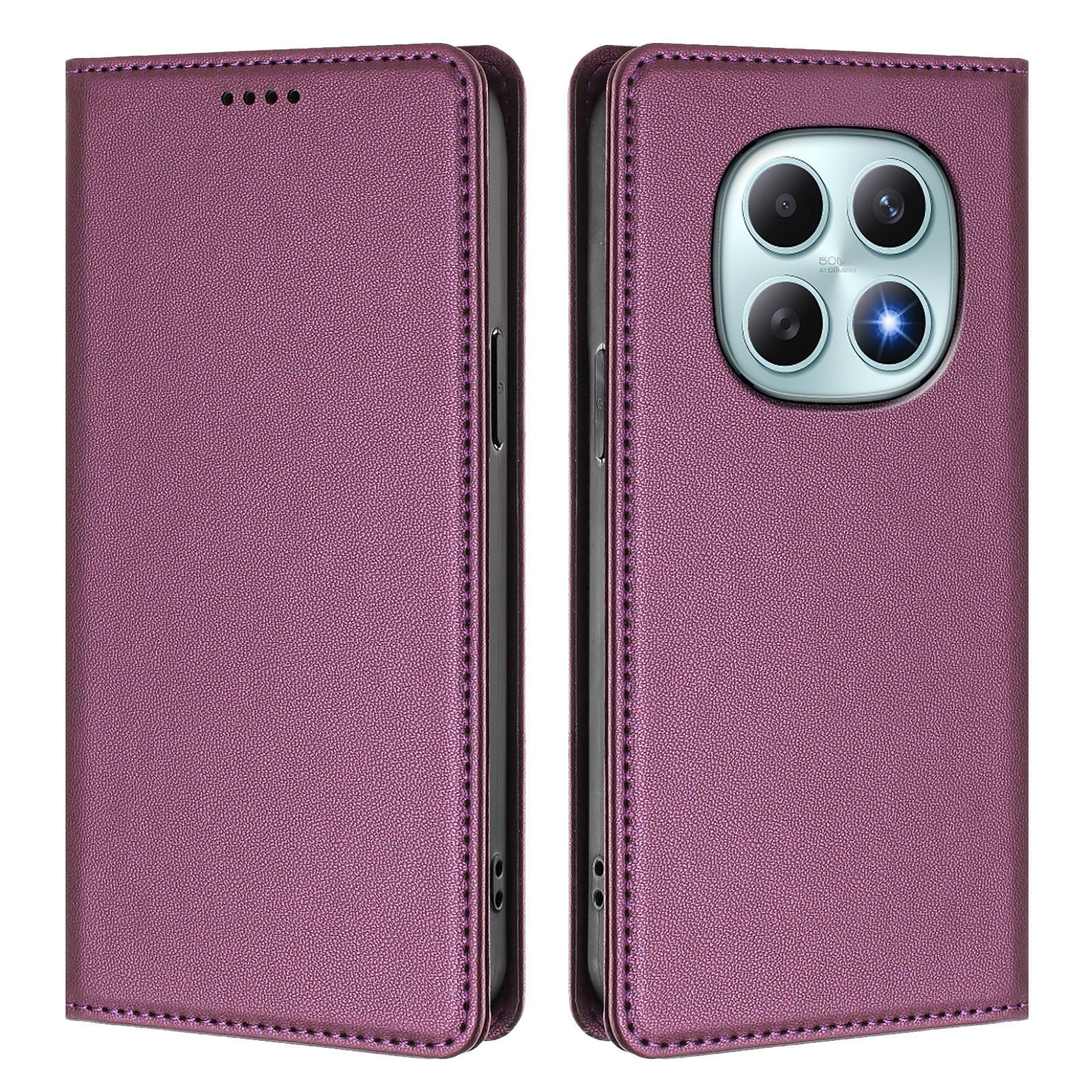 For Xiaomi Poco M8 5G / Redmi Note 15 5G (Global) / 15 4G (Global) Leather Wallet Case Magnetic Closure RFID Blocking Phone Cover - Purple