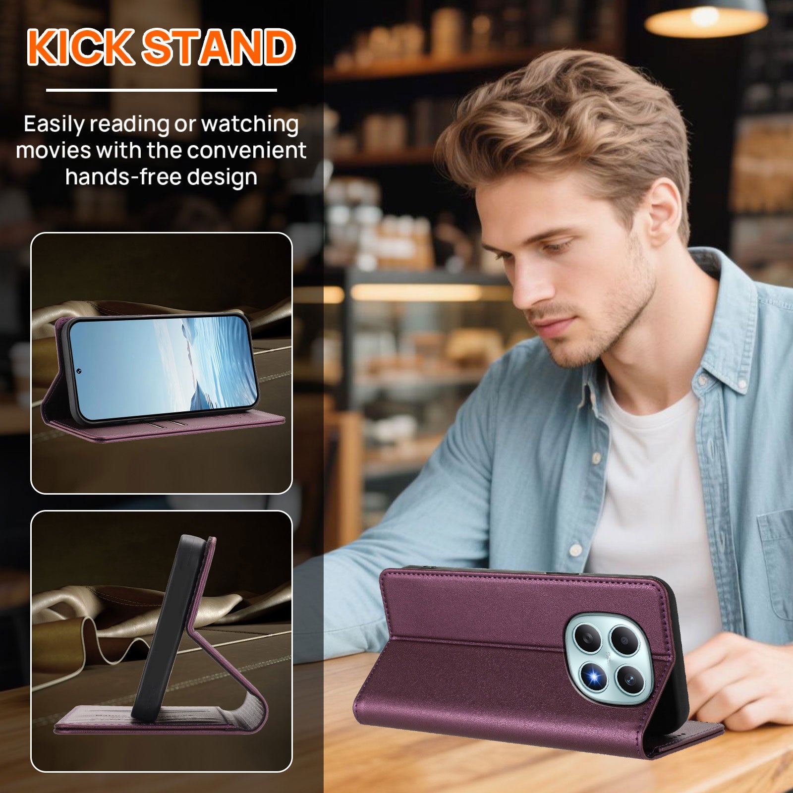 For Xiaomi Poco M8 5G / Redmi Note 15 5G (Global) / 15 4G (Global) Leather Wallet Case Magnetic Closure RFID Blocking Phone Cover - Purple