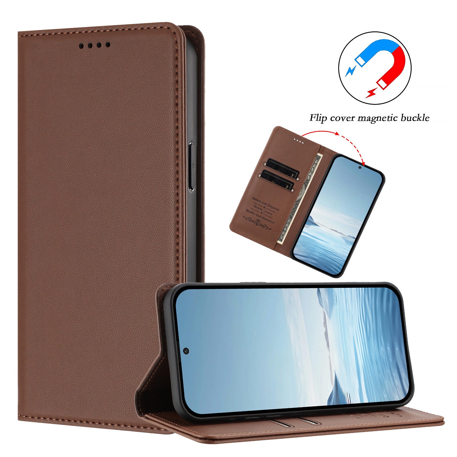 For Xiaomi Poco M8 5G / Redmi Note 15 5G (Global) / 15 4G (Global) Leather Wallet Case Magnetic Closure RFID Blocking Phone Cover - Brown