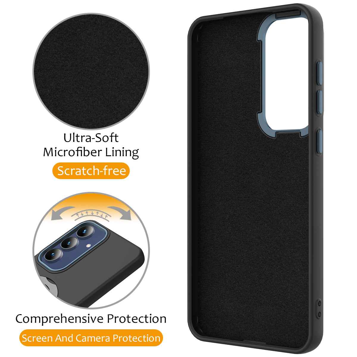 For Samsung Galaxy A57 5G Magnetic Case Rotating Ring Kickstand TPU + PC Back Cover - Black