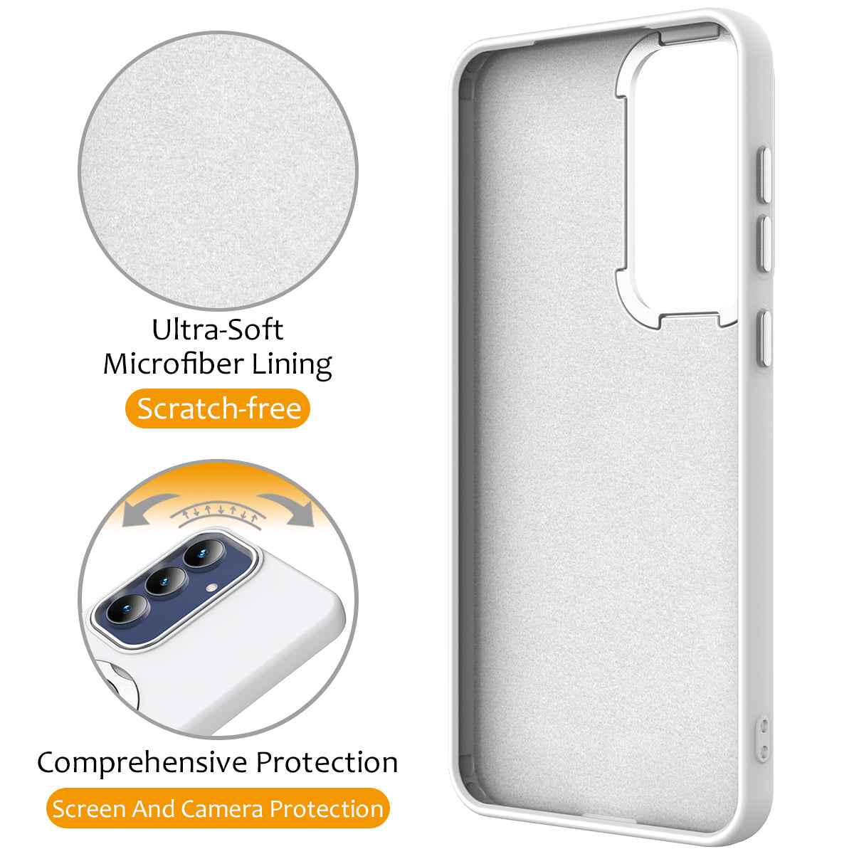 For Samsung Galaxy A57 5G Magnetic Case Rotating Ring Kickstand TPU + PC Back Cover - White