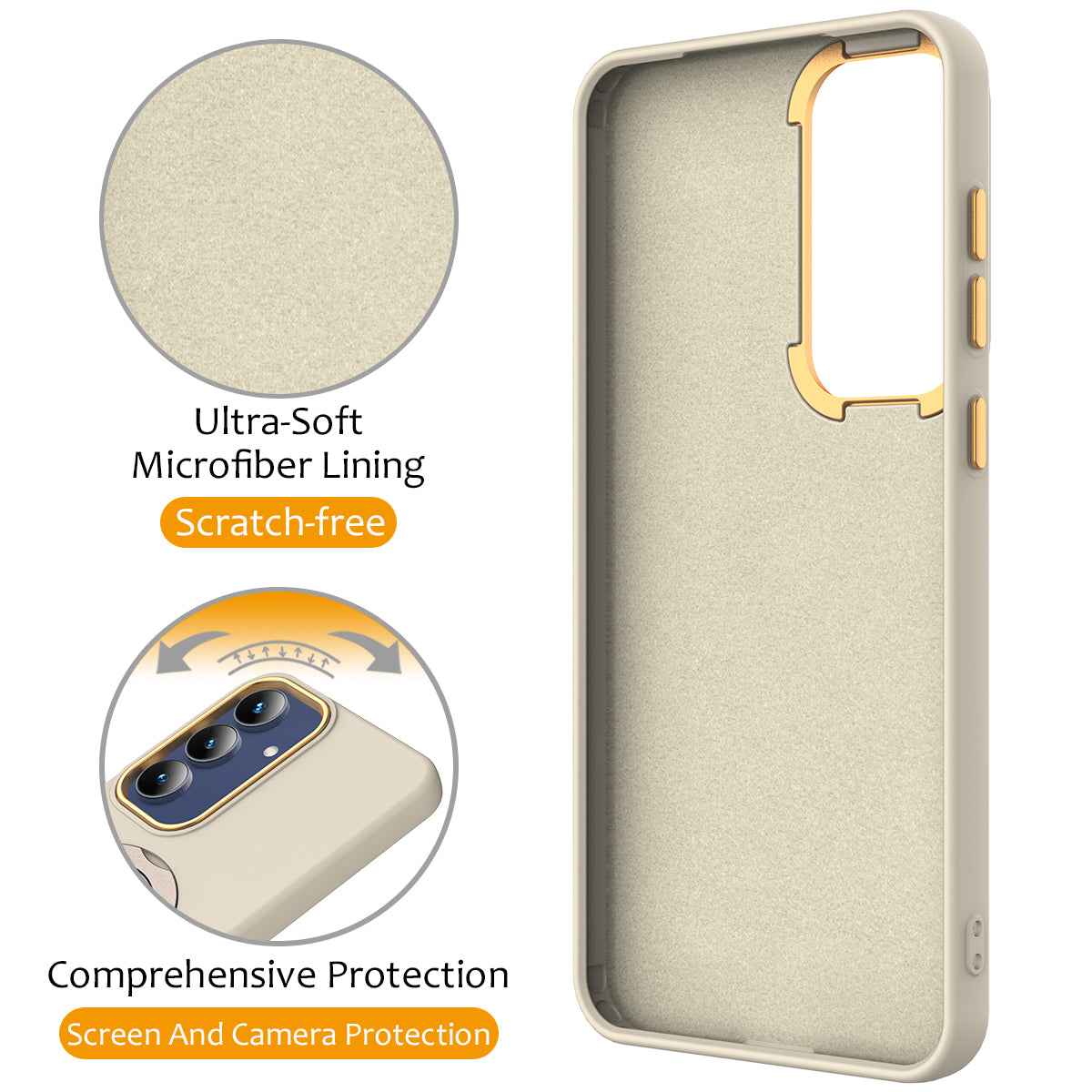 For Samsung Galaxy A57 5G Magnetic Case Rotating Ring Kickstand TPU + PC Back Cover - Apricot