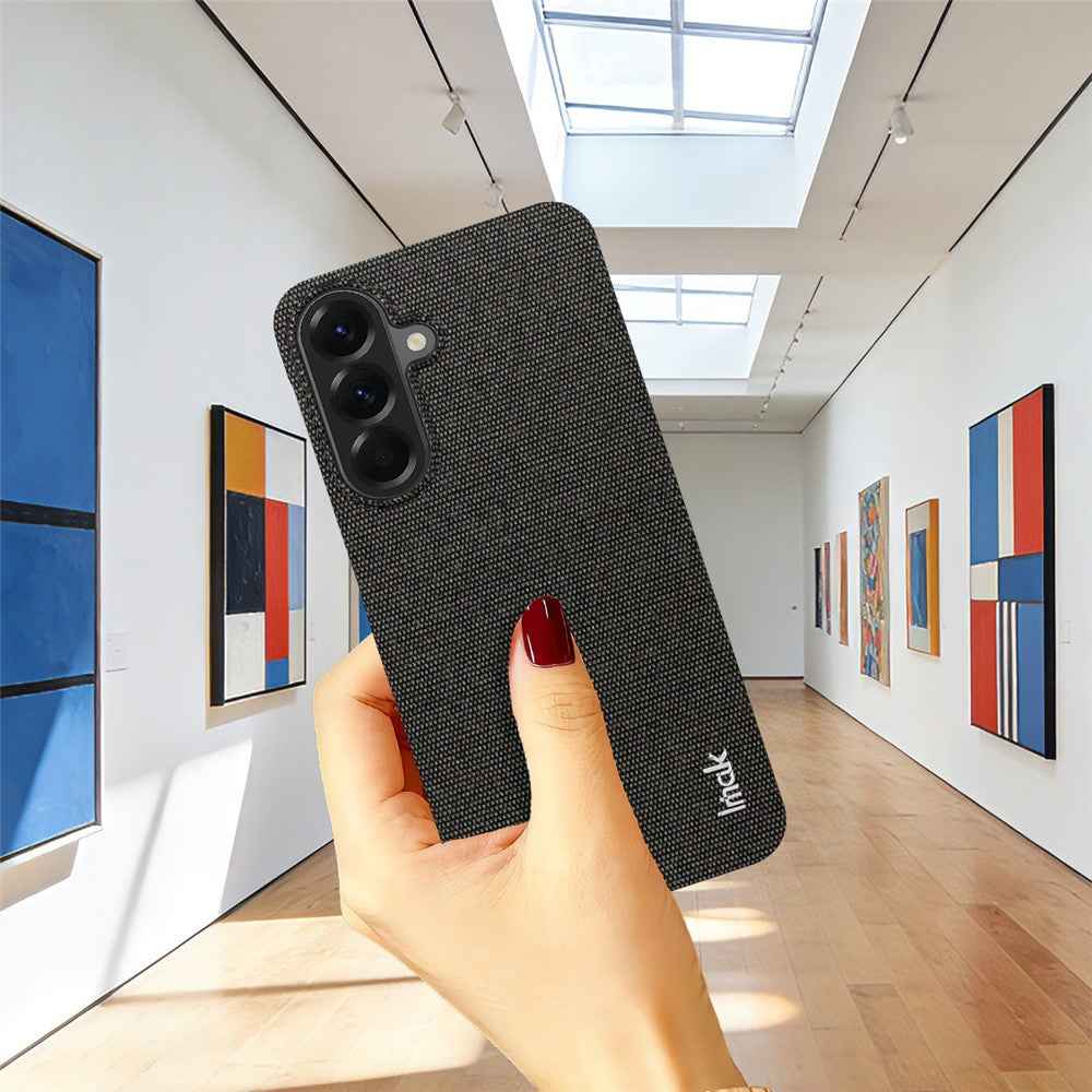 IMAK Ruiyi Series for Samsung Galaxy A57 5G Case Fabric Texture Leather + PC Phone Back Cover - Black