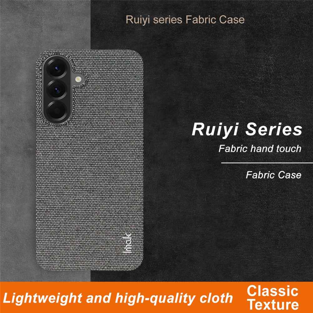 IMAK Ruiyi Series for Samsung Galaxy A57 5G Case Fabric Texture Leather + PC Phone Back Cover - Dark Grey