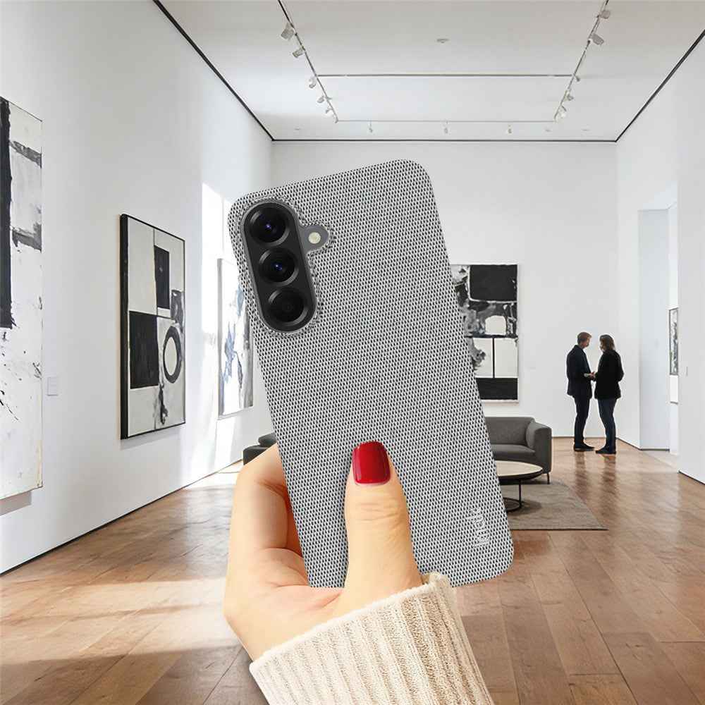 IMAK Ruiyi Series for Samsung Galaxy A57 5G Case Fabric Texture Leather + PC Phone Back Cover - Light Grey