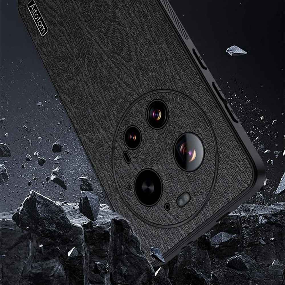 For Xiaomi 17 Ultra 5G Case Wood Texture PU Leather Coated PC TPU Phone Cover - Blue