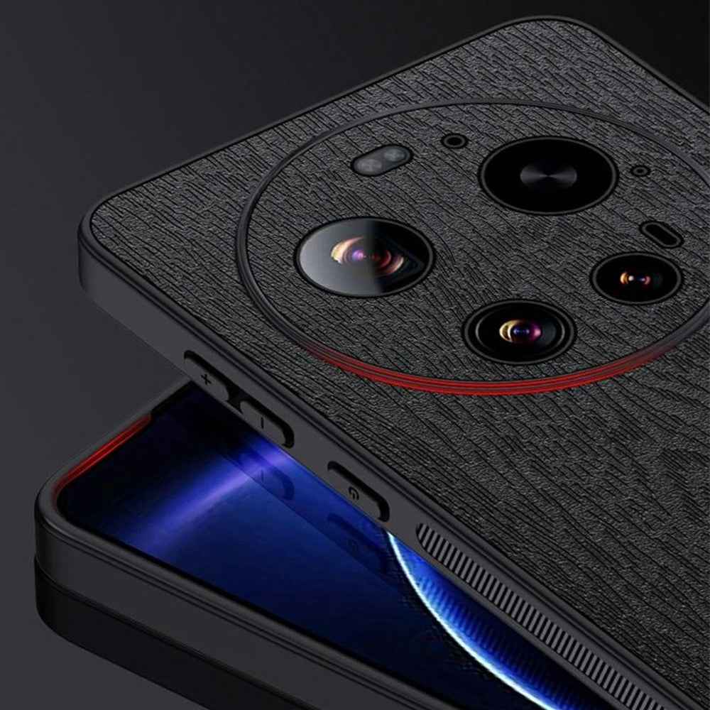 For Xiaomi 17 Ultra 5G Case Wood Texture PU Leather Coated PC TPU Phone Cover - Grey