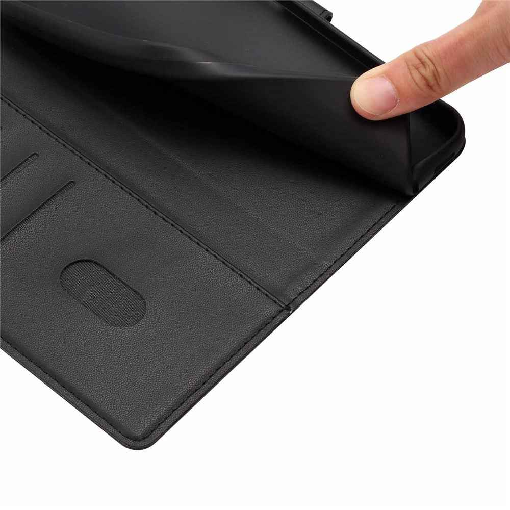 For Samsung Galaxy A57 5G Stand Case Tree-and-Cat Pattern PU Leather Wallet Protective Phone Cover with Wrist Strap - Black