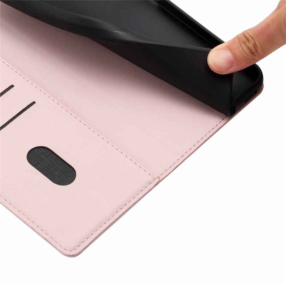 For Samsung Galaxy A57 5G Stand Case Tree-and-Cat Pattern PU Leather Wallet Protective Phone Cover with Wrist Strap - Pink