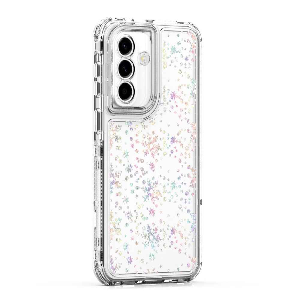 For Samsung Galaxy A57 5G Case Precise Cutouts Acrylic TPU Clear Phone Cover with Laser-printed Film - Snowflakes