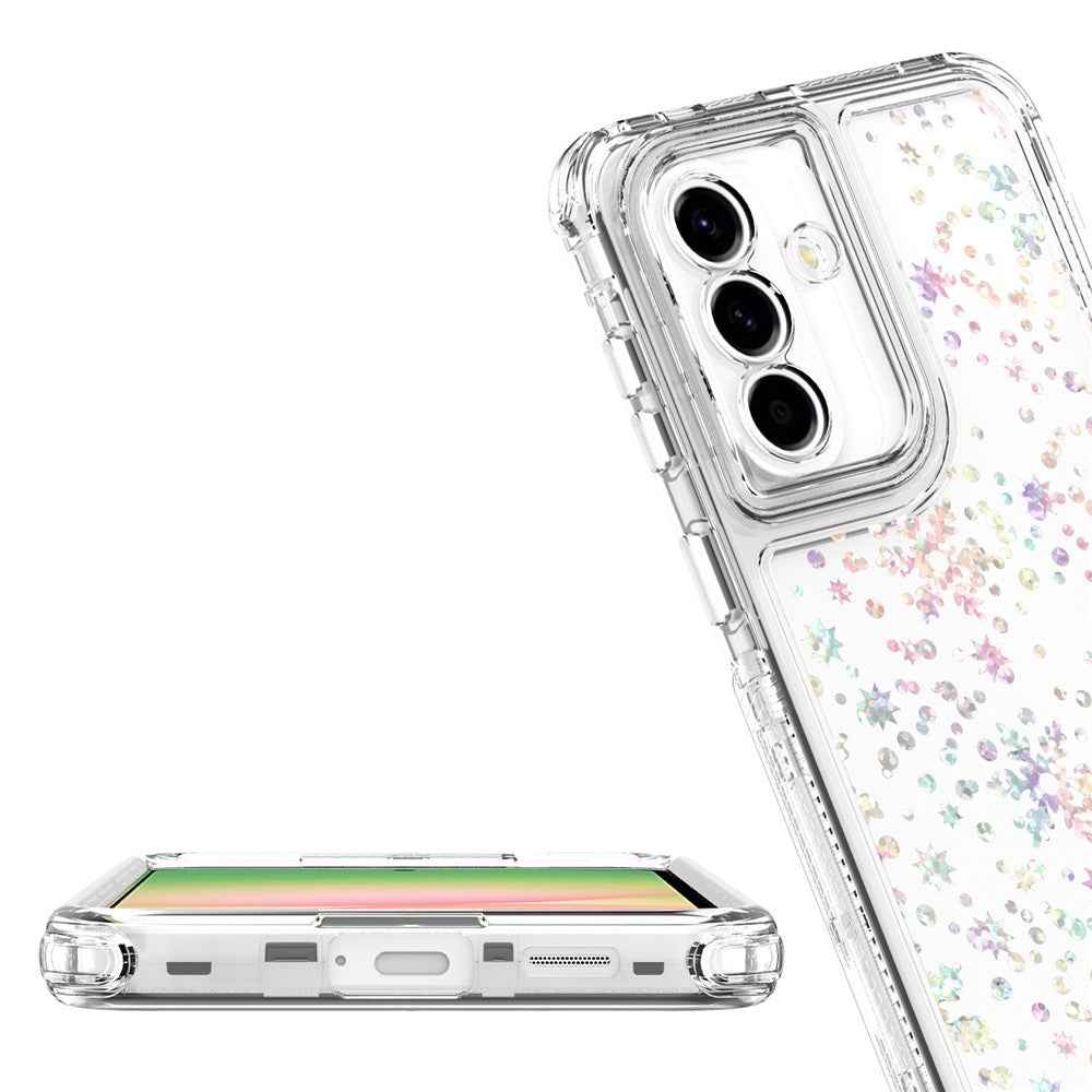 For Samsung Galaxy A57 5G Case Precise Cutouts Acrylic TPU Clear Phone Cover with Laser-printed Film - Snowflakes