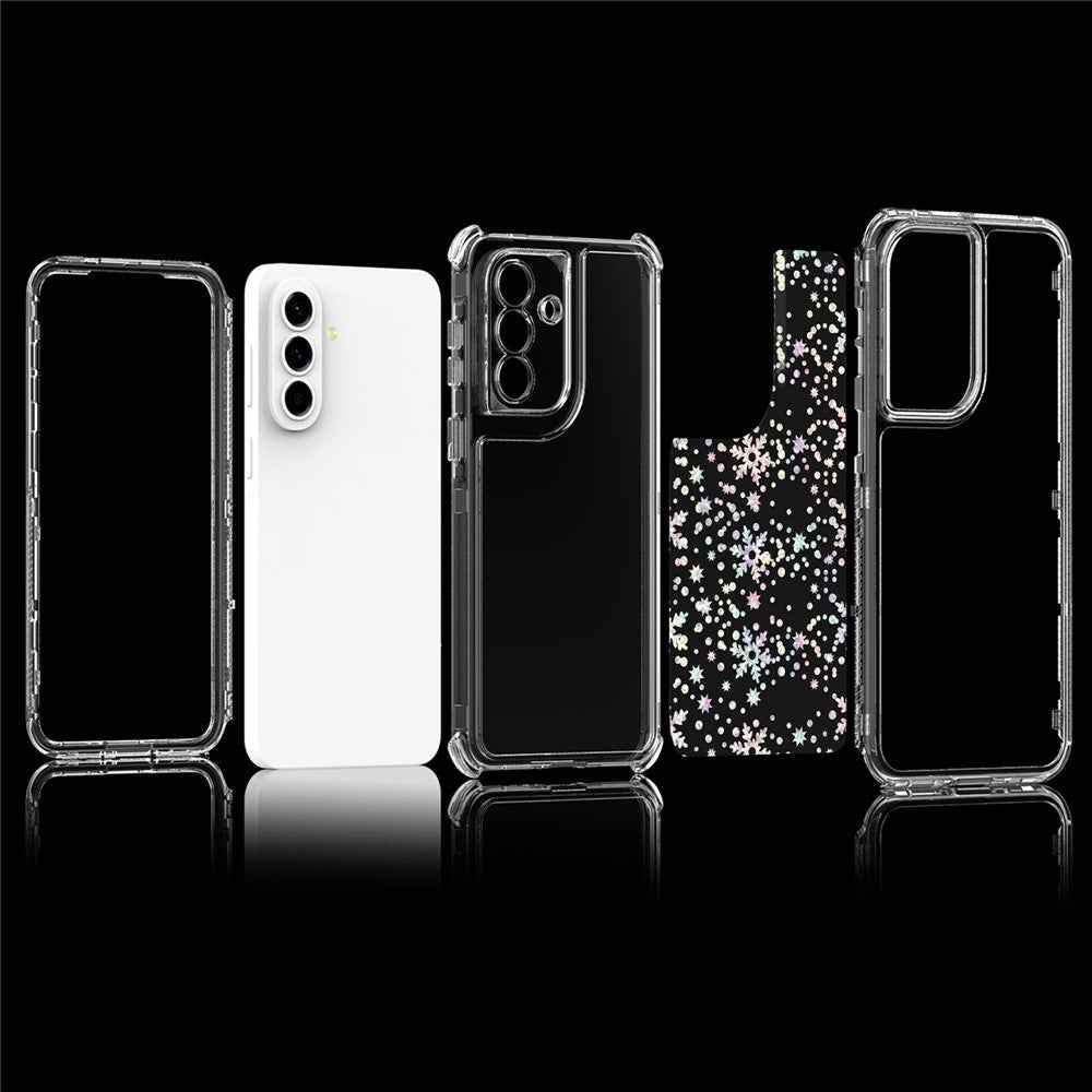 For Samsung Galaxy A57 5G Case Precise Cutouts Acrylic TPU Clear Phone Cover with Laser-printed Film - Snowflakes