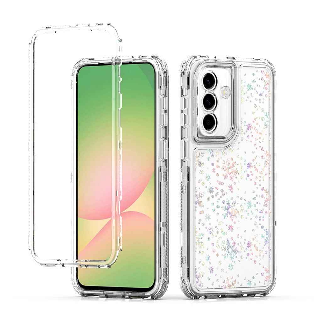 For Samsung Galaxy A57 5G Case Precise Cutouts Acrylic TPU Clear Phone Cover with Laser-printed Film - Snowflakes