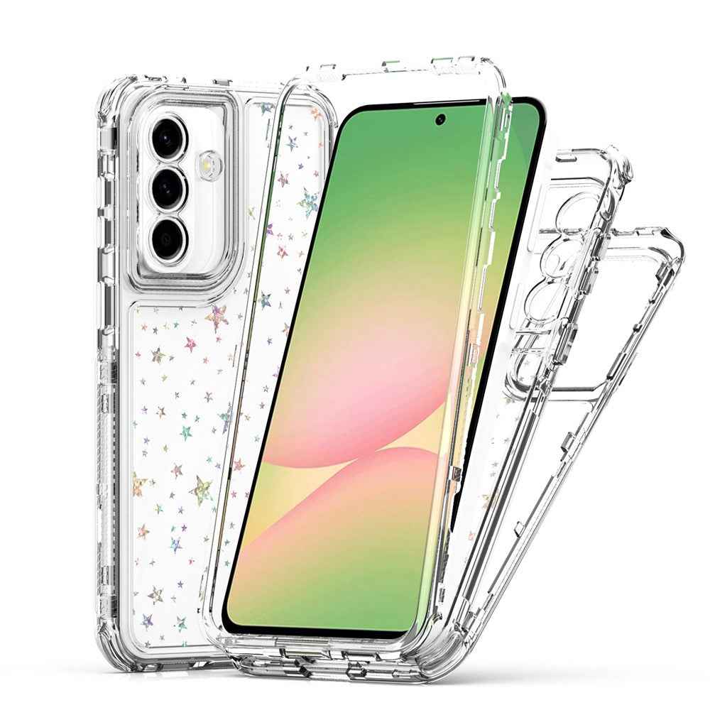 For Samsung Galaxy A57 5G Case Precise Cutouts Acrylic TPU Clear Phone Cover with Laser-printed Film - Stars