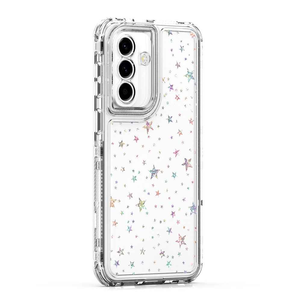 For Samsung Galaxy A57 5G Case Precise Cutouts Acrylic TPU Clear Phone Cover with Laser-printed Film - Stars