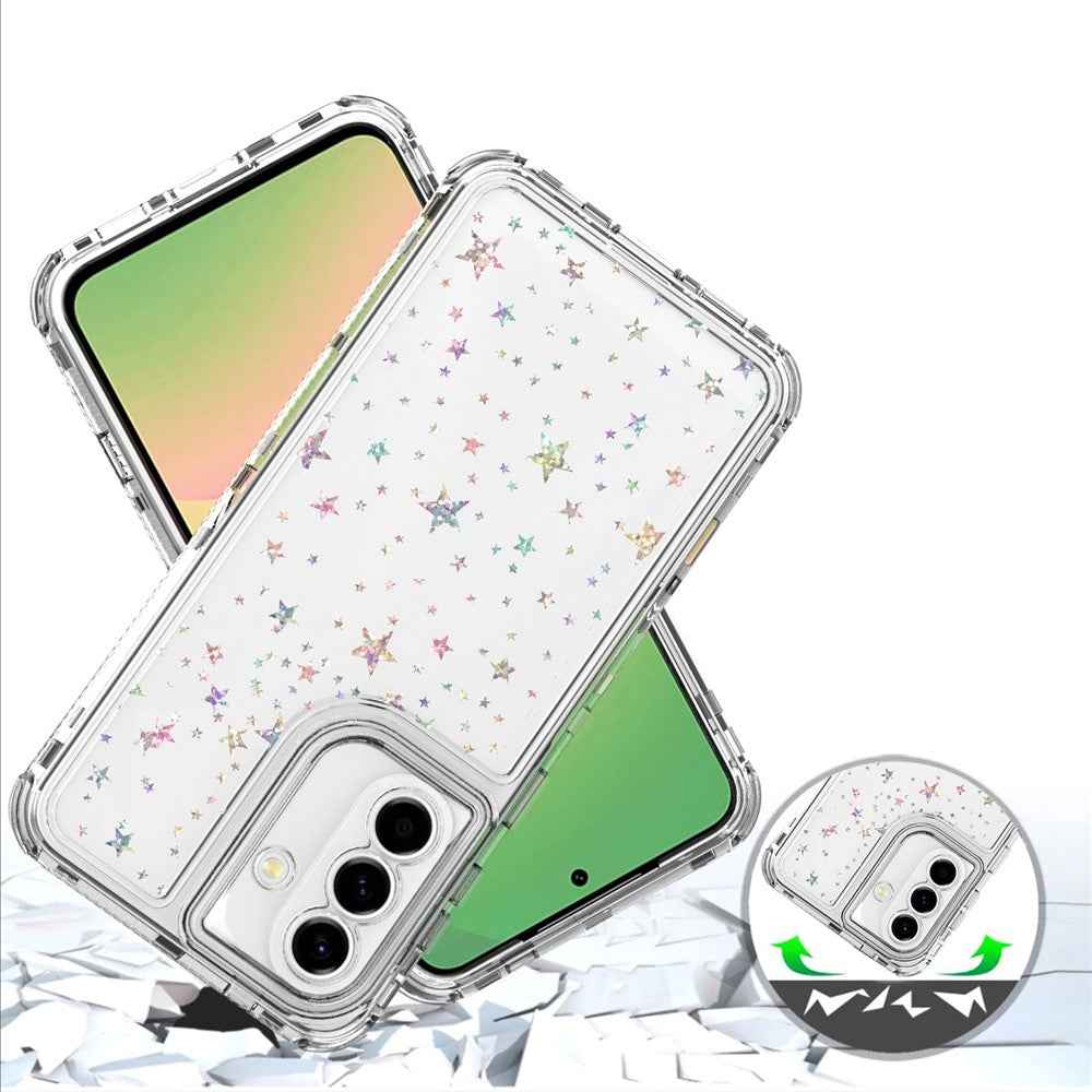 For Samsung Galaxy A57 5G Case Precise Cutouts Acrylic TPU Clear Phone Cover with Laser-printed Film - Stars