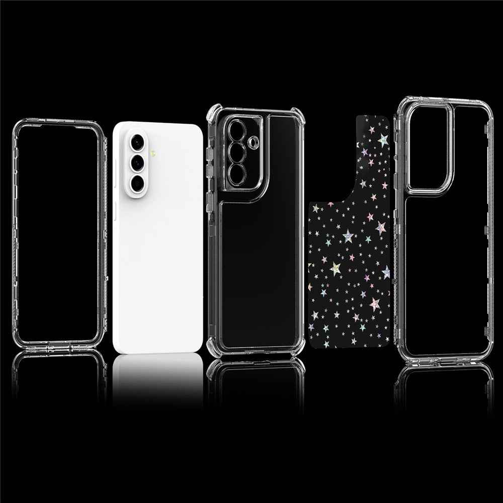 For Samsung Galaxy A57 5G Case Precise Cutouts Acrylic TPU Clear Phone Cover with Laser-printed Film - Stars
