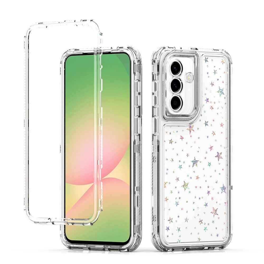 For Samsung Galaxy A57 5G Case Precise Cutouts Acrylic TPU Clear Phone Cover with Laser-printed Film - Stars
